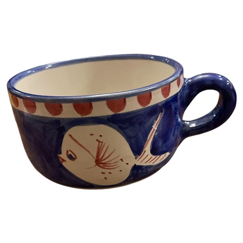 Solimene Vietri Campagna Pesce Blue Fish Mug Cup Made in Italy