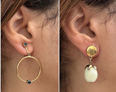 Vintage Ciner Loop with Stone and Trifari White Lucite Dangle Clip On earrings  