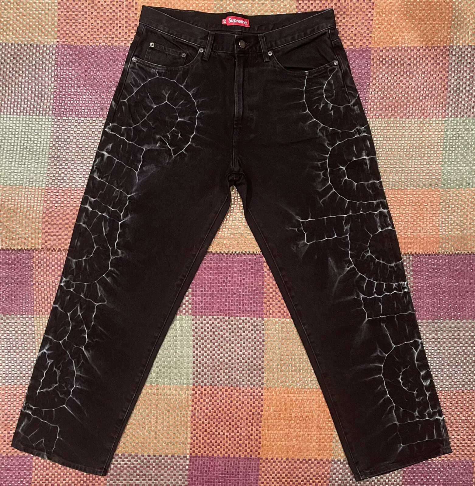 Jean Supreme Shibori coupe lâche noir taille 34 SS23