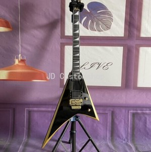 Corps solide volant V RR24 Guitare électrique 6 Corde Floyd Rose H Pickup Gold Bevel