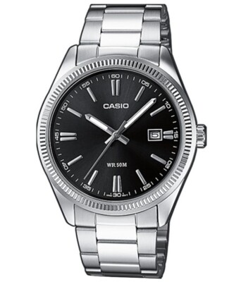 Casio MTP-1302D-1A1VDF HERREN UHR SCHWARZ STAHL 39mm DATUM UNTERPREIS