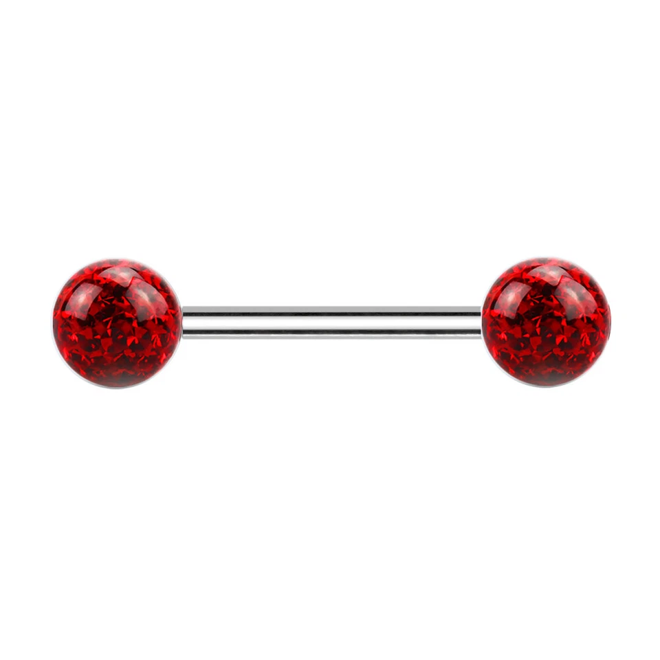 1,6mm Titan Brustwarzen Piercing Stab Epoxy rundum Kristall Kugel Nippel Barbell - Bild 2 von 3