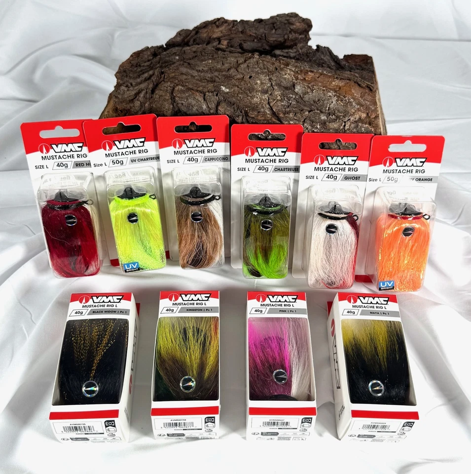 VMC Mustache Rig L 40g 7 Farben Bleifrei Mouse Bucktail Mauskopf Maus-Imitat DA