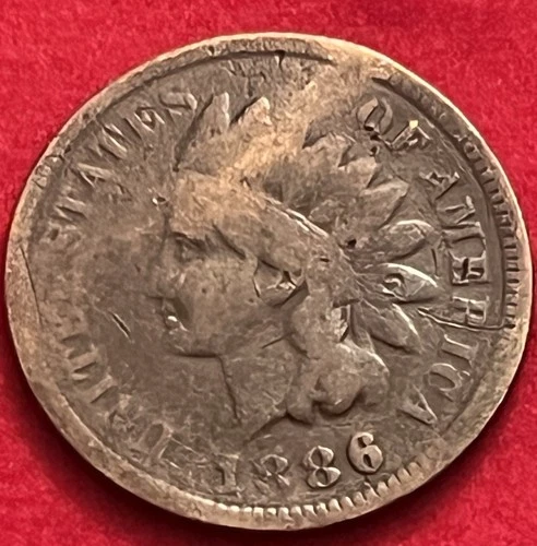1886 Indian Head Cent Penny About Good AG Details BN104