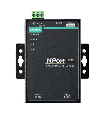 MOXA NPort 5210-2 Ports Device Server, 10/100 Ethernet, RS-232, RJ45 8 Pin