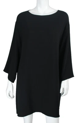 THE ROW Black Jersey Knit Long-Sleeve Oversized Shirt Dress XS S