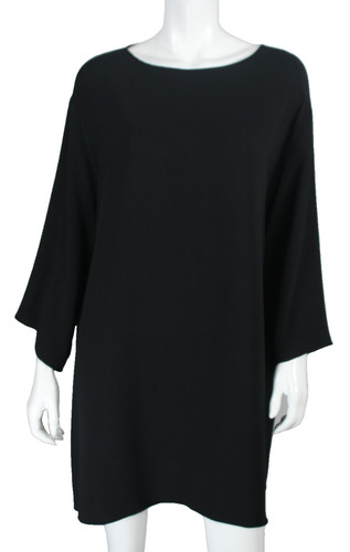 THE ROW Black Jersey Knit Long-Sleeve Oversized Shirt Dress XS S