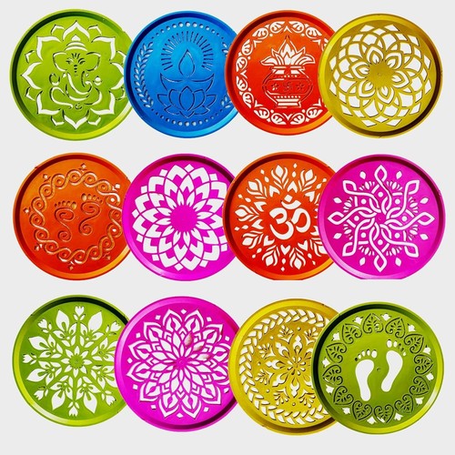 Rangoli Stencil Set of 12, Diwali Decoration Items, Rangoli Making Stencils for - Picture 4 of 6