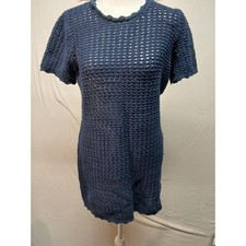 Gap crochet knit dress boho Coastal medium navy