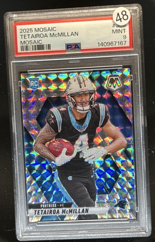 2025 Panini Mosaic Tetairoa McMillan Rookies Mosaic Prizm RC #309 Panthers PSA 9