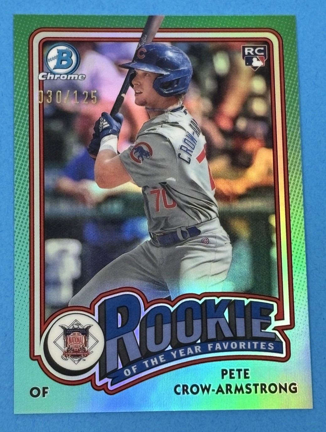 2024 Bowman Chrome Pete Crow-Armstrong ROY Favorites Aqua /125 RC Cubs