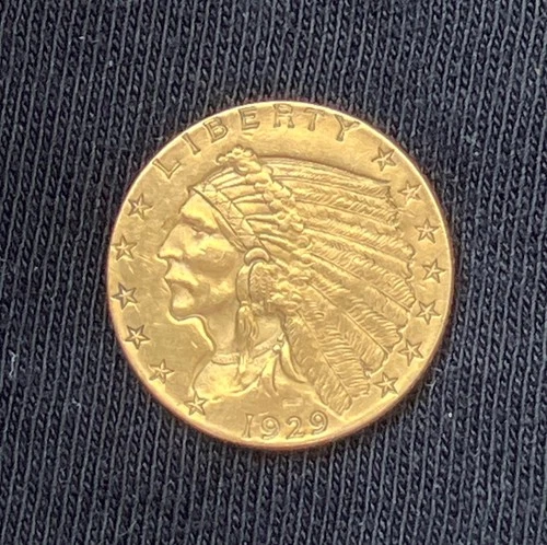 NICE 1929 $2.50 Dollar GOLD Indian Head Liberty Quarter Eagle Coin, Brilliant AU