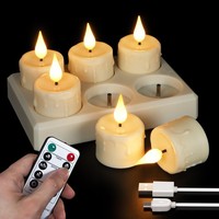 LED Teelichter Aufladbar Fernbedienung Dimmbar Timerfunktion Heimdeko 6 StüCk