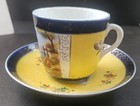 Huntsman L19thC German Style HP Porcelain Cup & Saucer Cobalt Yellow — photo 2