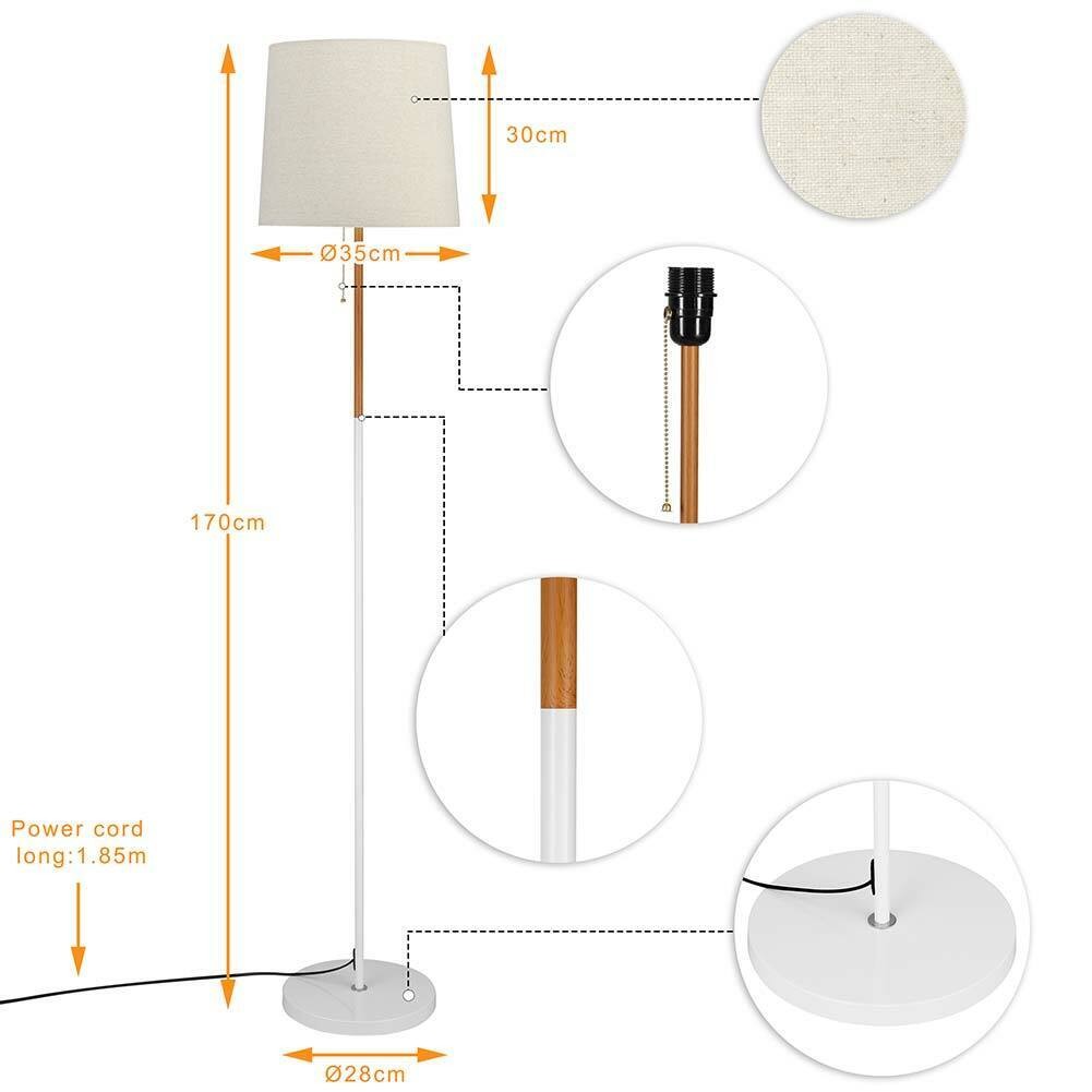 Lampada Piantana Moderna E27 in Tessuto e Legno foto 3