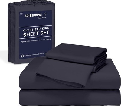 120''x 80'' 4 Pc Family King Size Sheet Set 100% Egyptian Cotton - Deep Pocket 18''