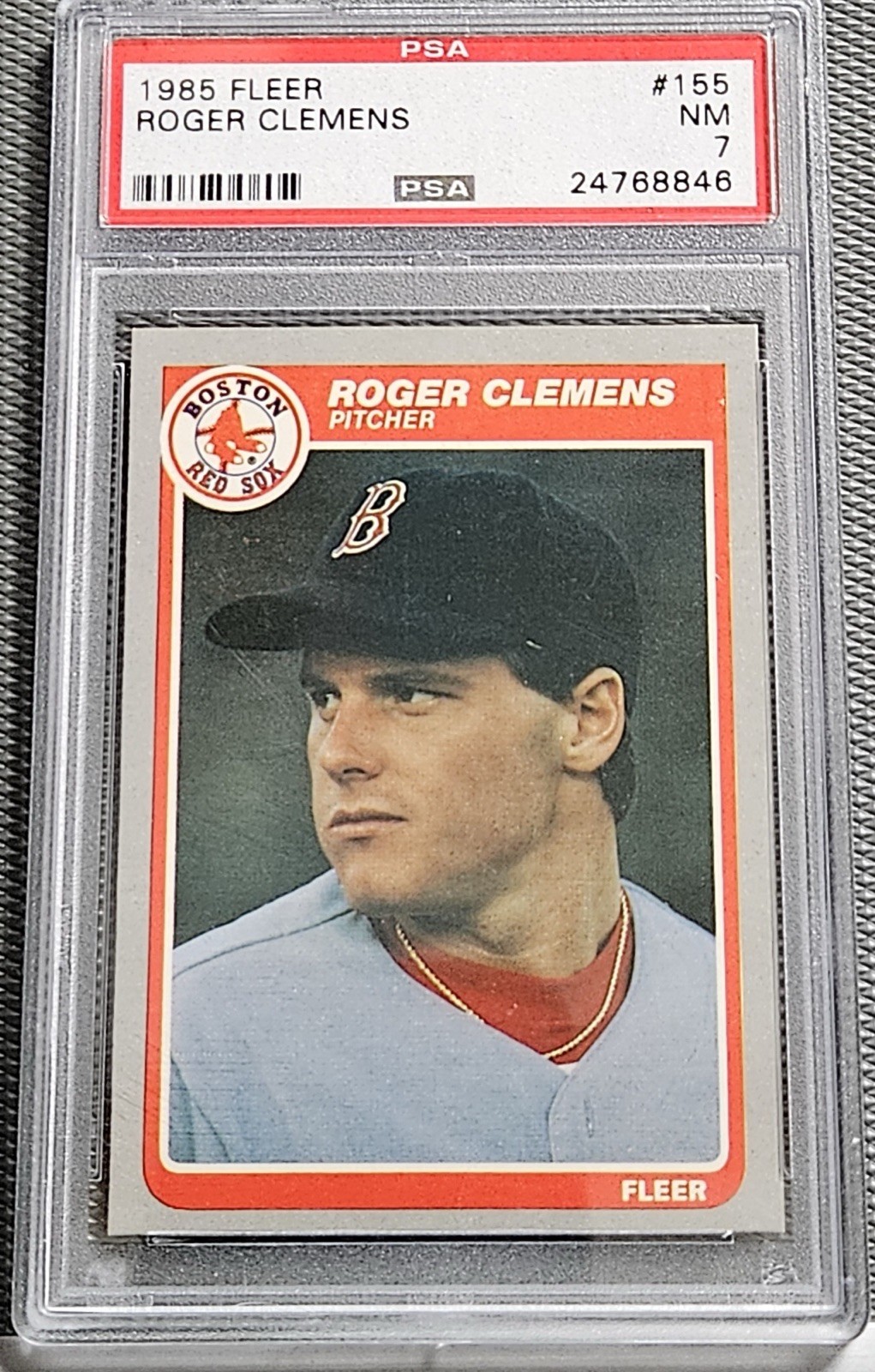 1985 Fleer # 155 Roger Clemens RC - PSA 7 NM