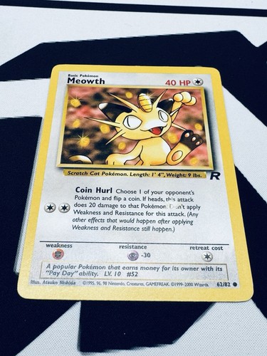 Meowth Team Rocket 62/82 Wizards Pokémon TCG Unlimited Common Non Holo - Bild 3 von 6