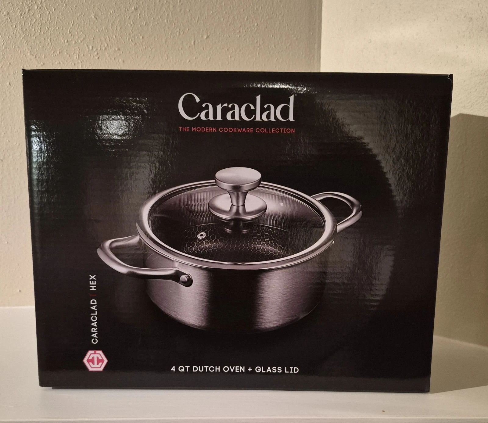 Caraclad HEX Nonstick Stainless Aluminum 4qt Dutch Oven + Glass Lid NEW in BOX