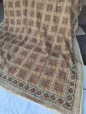 Indian Kantha Quilt Handmade Hand Block Print Reversible Blanket Throw Bed Decor