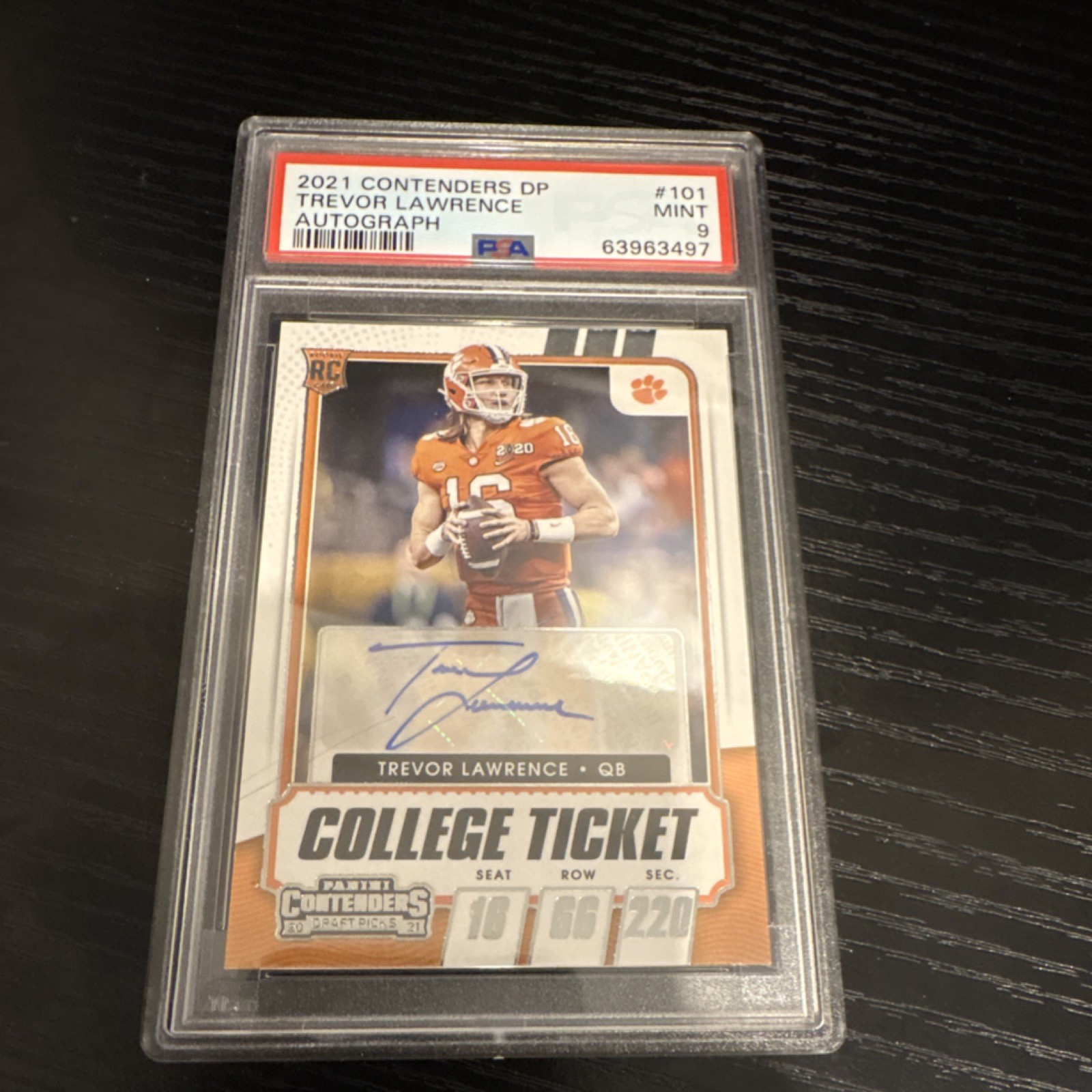 2021 Panini Contenders Trevor Lawrence Autograph Rookie #101 PSA 9 RPS