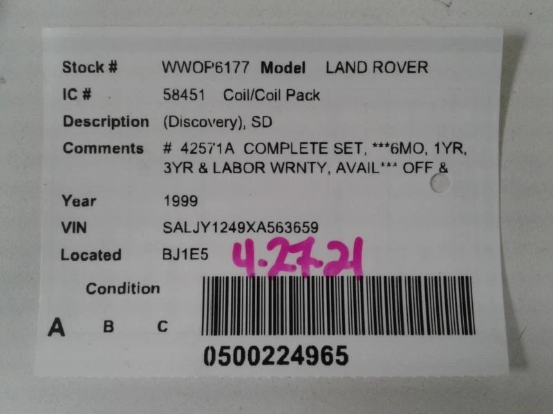 Bobina/encendedor Discovery Sd compatible con 96-99 Land Rover 1394526 Foto 4 de 4