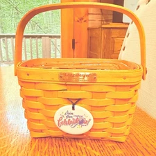 Longaberger Dresden Tour II Basket W/Plastic Protector, Swinging Handle & Tie On