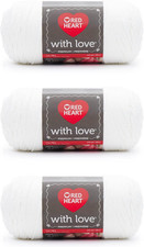 Red Heart with Love White Yarn - 3 Pack of 198G/7Oz - Acrylic - 4 Medium Worste