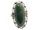 Vintage Sterling Silver TAXCO Green Turquoise Ornate Sz 8 Ring Signed