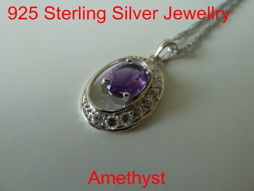 Genuine 925 Sterling silver Topaz Amethyst Ruby Pendant GIFTS PRESENTS - Picture 5 of 22