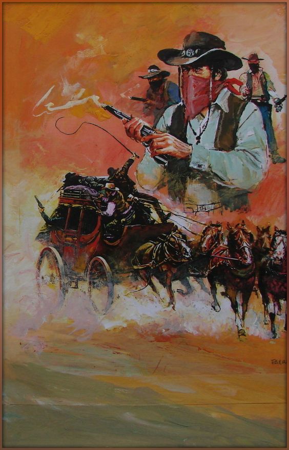 Tableau cow-boy Far West 50x70 cm en toile tendue pour décoration murale sal
