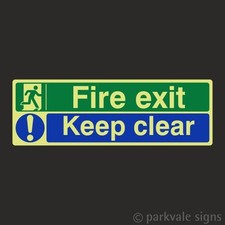Photoluminescent British Standard Fire Exit Signs (300mmx100mm) - FREE SHIPPING