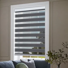 Cordless Zebra Roller Blinds Shades Sheer or Privacy - White, 20" to 72"W x 72"H