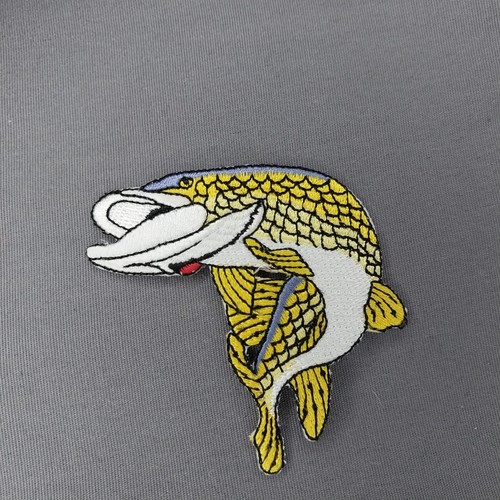 Yellow White Fish 3" x 2 3/4" Iron On Patch