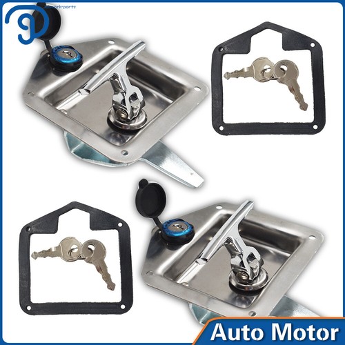 Truck Toolbox Door Lock Latch Folding T Handle Stainless Steel Latch with Keys - Picture 2 of 14