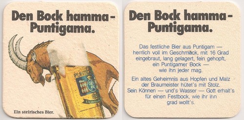 Puntigamer - alter Bierdeckel "Den Bock hamma - Puntigama." - Bild 1 von 1