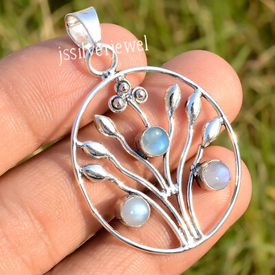 Rainbow Moonstone Gemstone 925 Sterling Silver Pendant Gift For