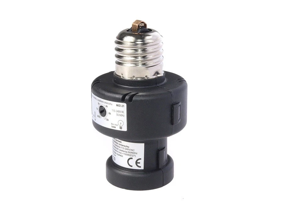 Portalampa con sensor de crepúsculo E27 100W negro IP20 Maclean MCE21