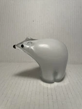 Vintage Italian Murano White Art Glass Polar Bear Sculpture