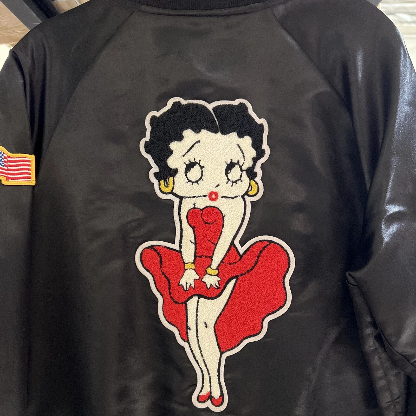 VESTE CLUB EN SATIN SUPREME X BETTY BOOP D'ORIGINE TAILLE M SS16 NOIR