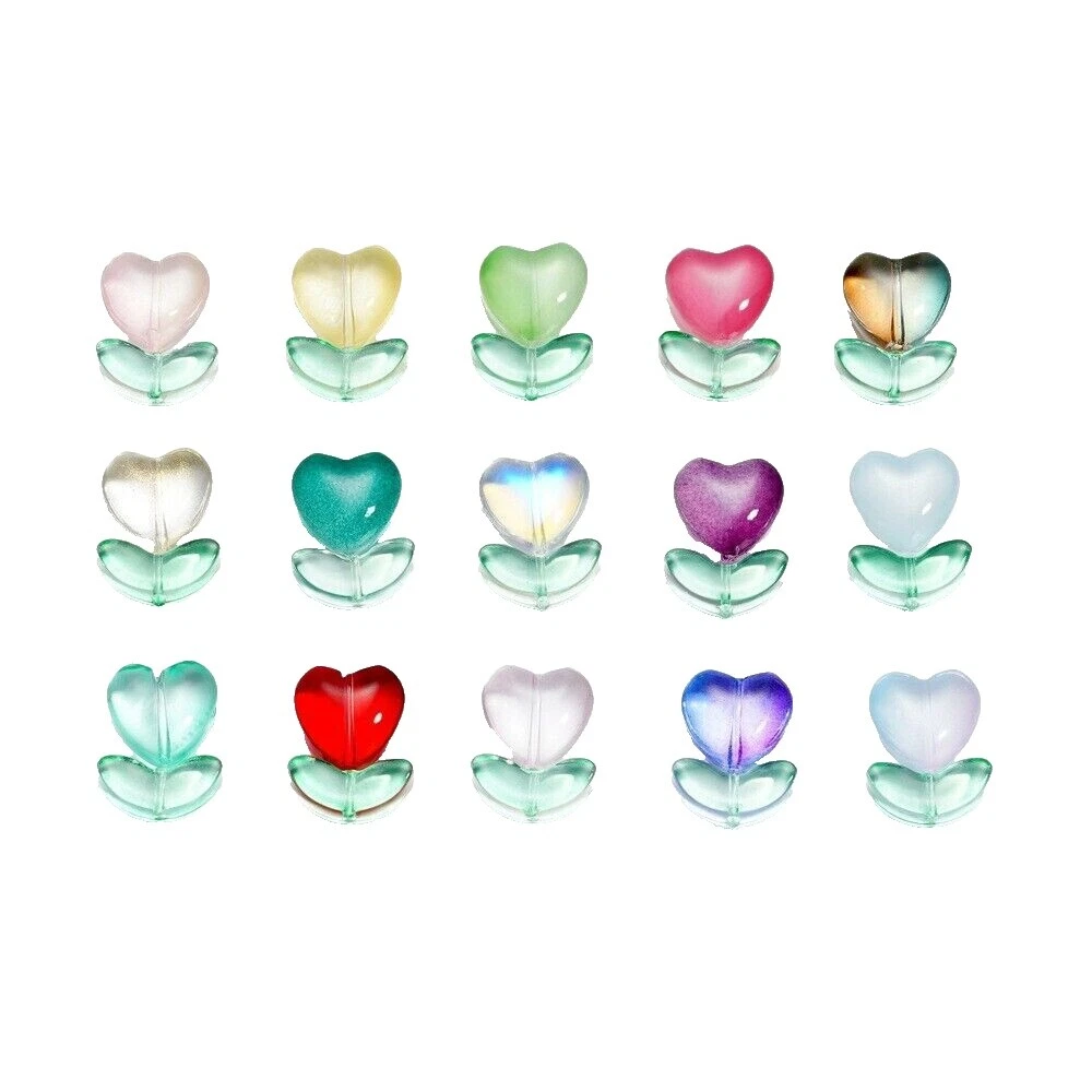 Glass Heart Multicolor Jewelry Making Beads