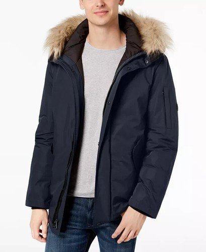 Black Snorkel Jacket with Faux Fur Trim 