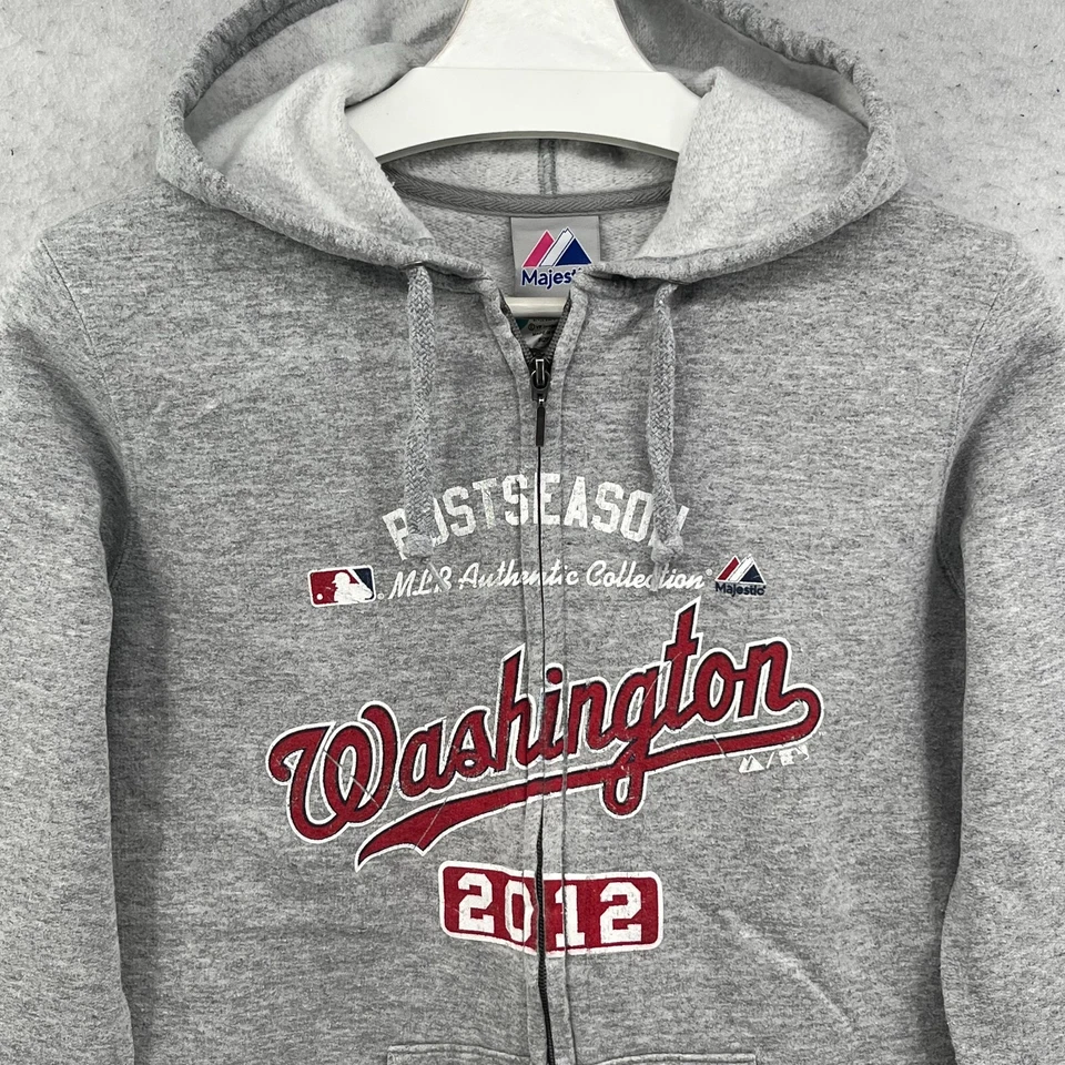 Washington Nationals Jacket Hoodie Womens Medium Full Zip Post Season 2012 Gray - Image 4 of 4