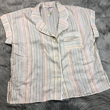Madewell Women’s Bedtime Pajama Top Rainbow Stripe Size Medium