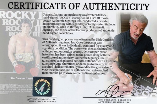 Sylvester Stallone Autographed ROCKY III 24X36 Poster ASI Proof - Picture 2 of 2
