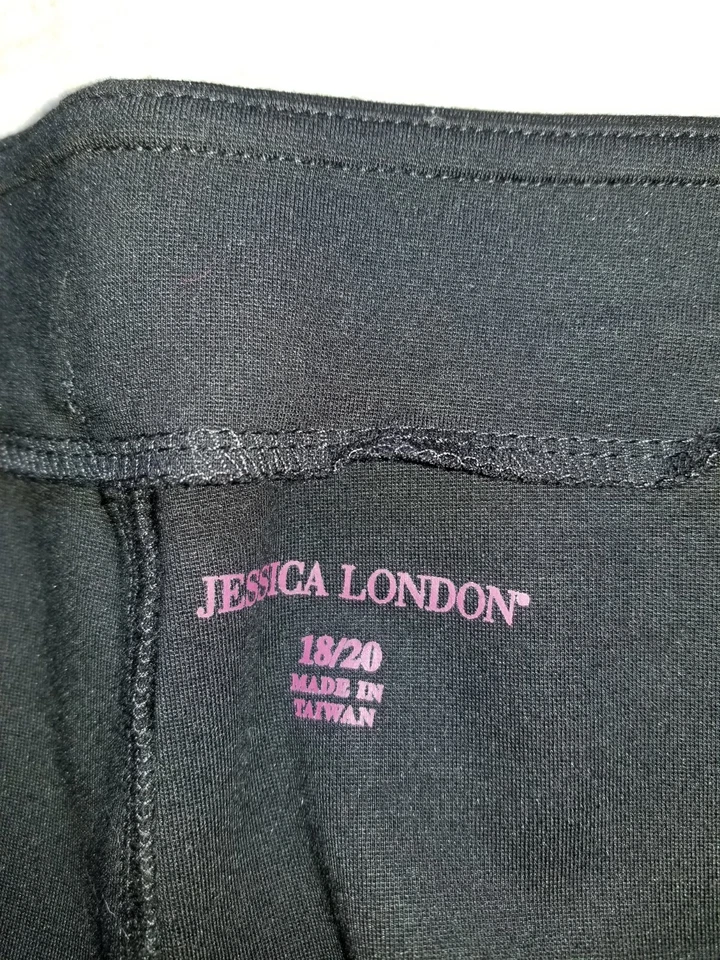 Womens Pants-JESSICA LONDON-black rayon Ponte stretch knit pull-on elastic-18/20 - Image 4 of 4