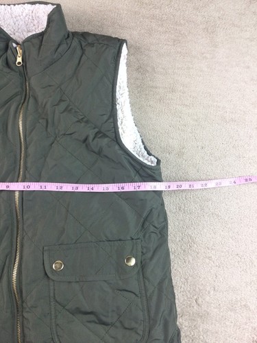Love Tree Green Vest Womens Size M Sherpa Lined Zip Pockets - Picture 2 of 7