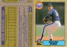 1987 Topps Nolan Ryan Wrong Back ERROR Card Keith Atherton Huston Astros