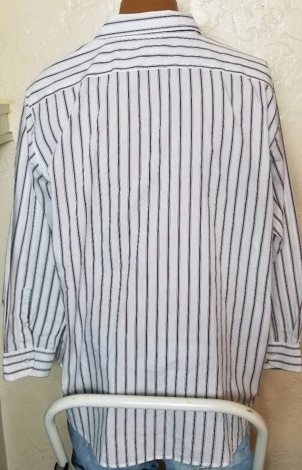 Vintage Haband Mens Shirt White Striped Size XL 17 1/2 L - Image 2 of 3