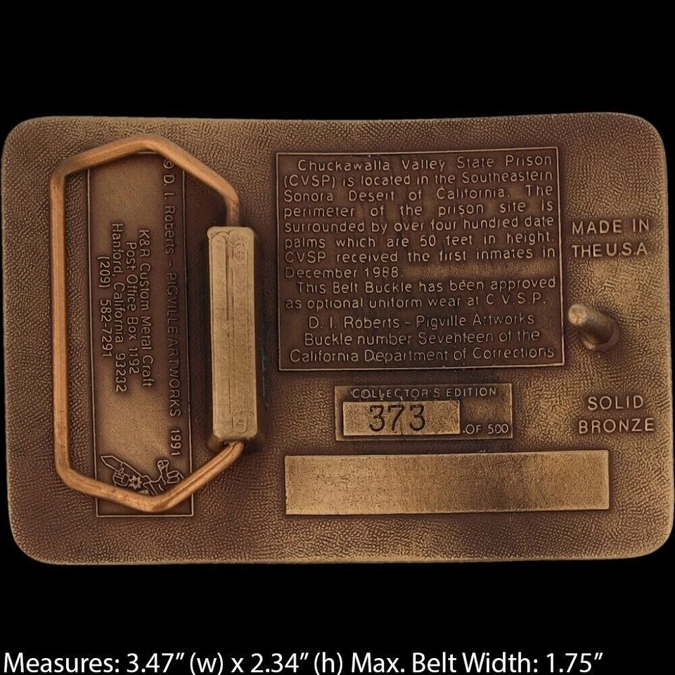 New Bronze Chuckawalla Valley State Prison CVSP DOC 90s NOS Vintage Belt Buckle - Image 4 of 4